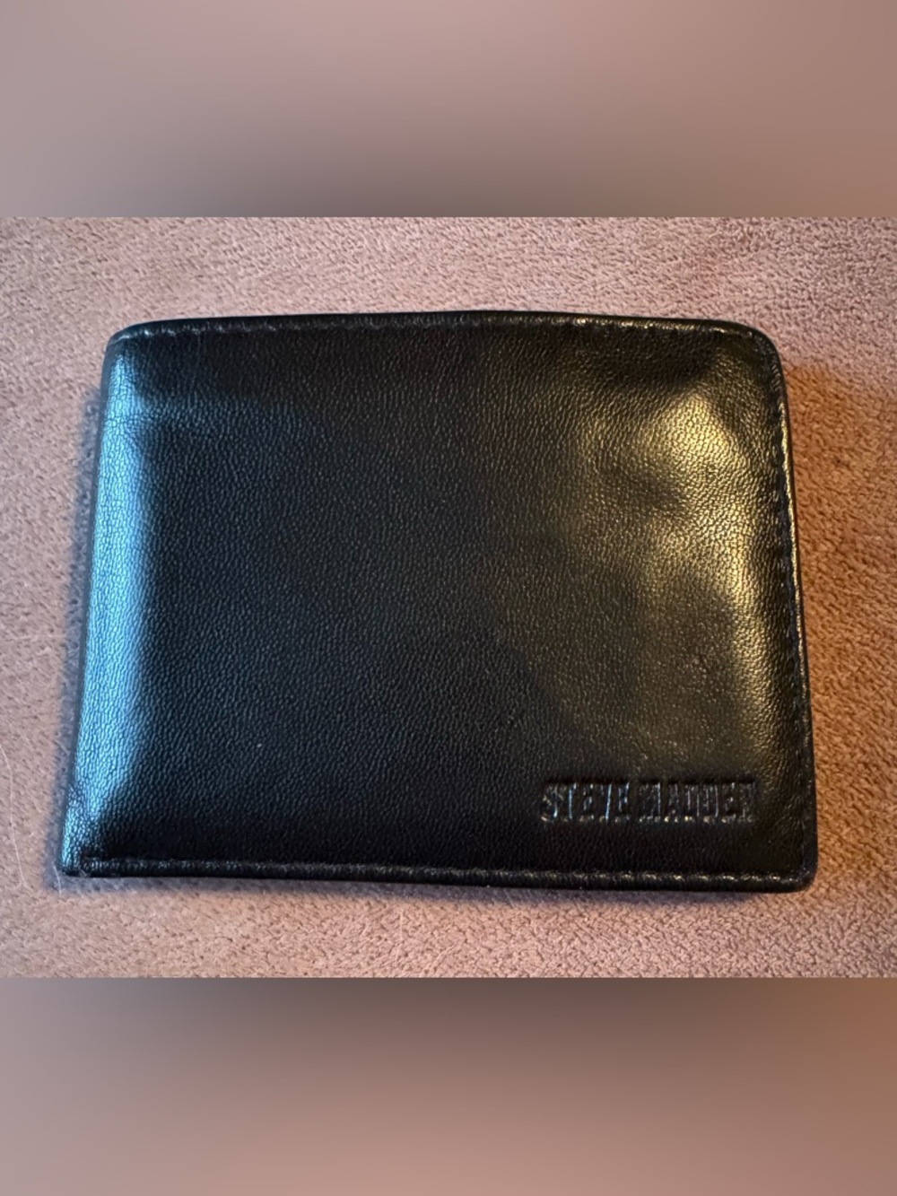 Steve Madden Black Leather Card Holder Wallet